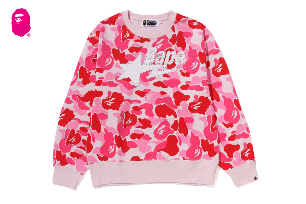 ABC CAMO RHINESTONE BAPE STA CREWNECK SWEATSHIRT | bape.com