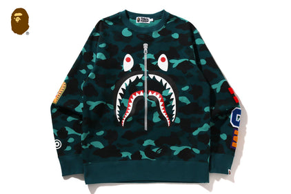 COLOR CAMO SHARK CREWNECK SWEATSHIRT