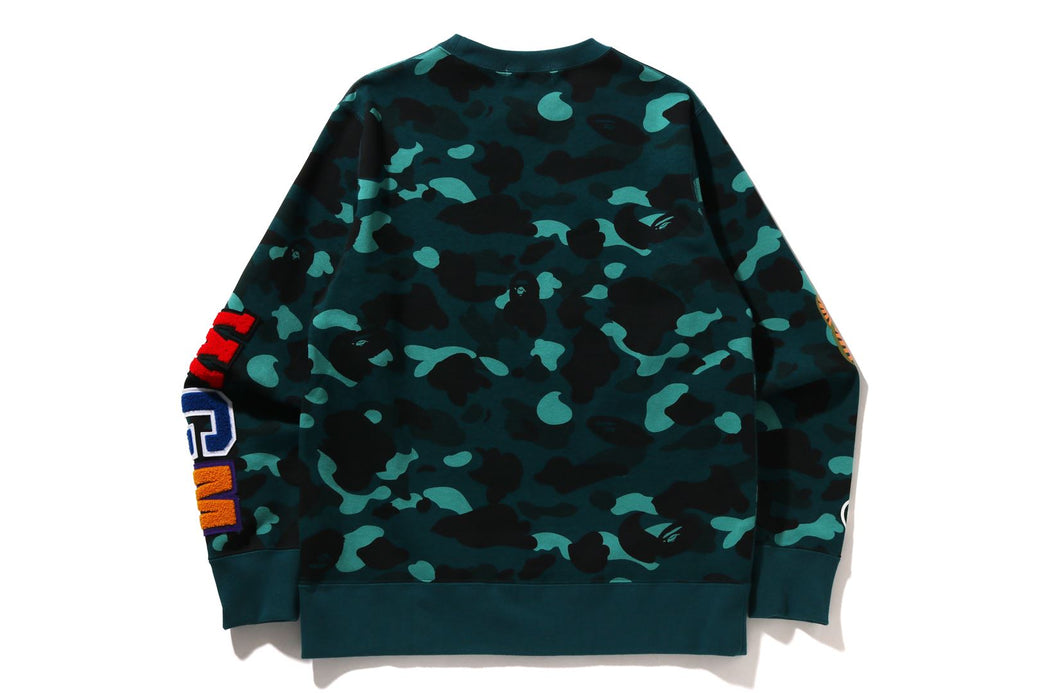 COLOR CAMO SHARK CREWNECK SWEATSHIRT | bape.com