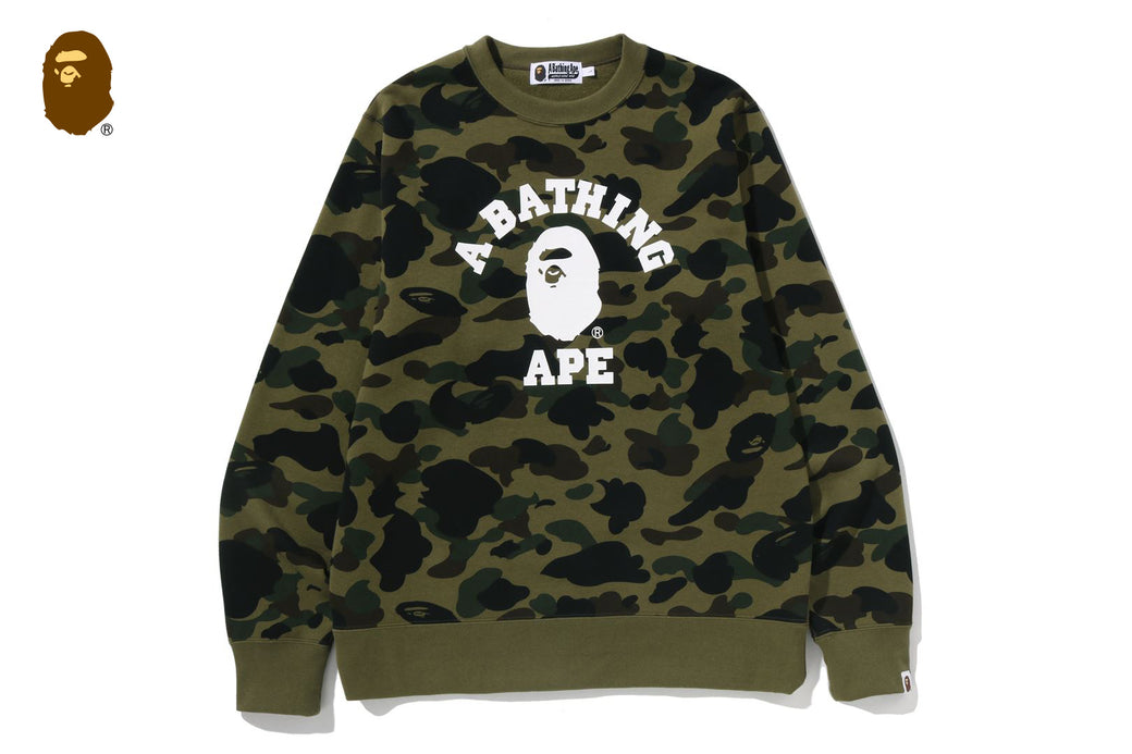 1ST CAMO COLLEGE CREWNECK SWEATSHIRT | bape.com