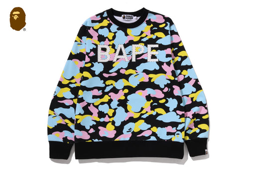 NEW MULTI CAMO RHINESTONE REGULAR FIT CREWNECK SWEATSHIRT | bape.com