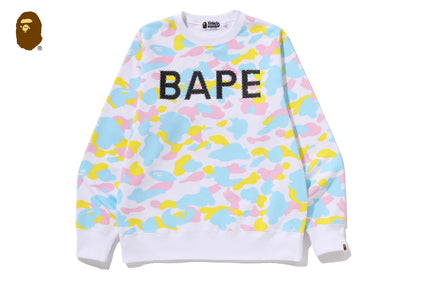 NEW MULTI CAMO RHINESTONE REGULAR FIT CREWNECK SWEATSHIRT