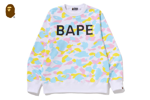 NEW MULTI CAMO RHINESTONE REGULAR FIT CREWNECK SWEATSHIRT