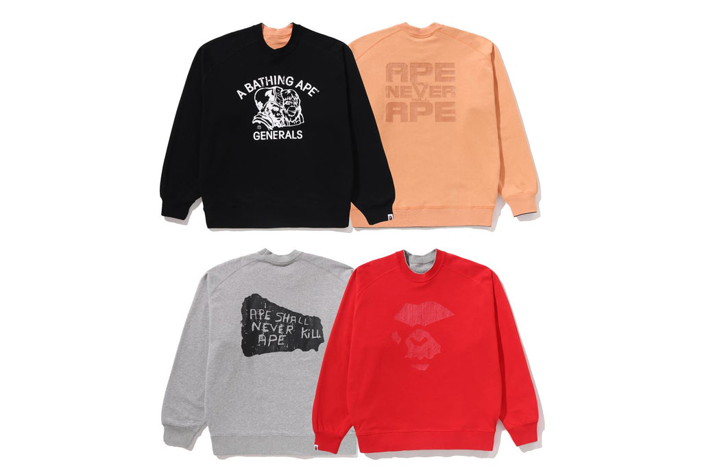 BAPE LOGO REVERSIBLE LOOSE FIT CREWNECK SWEATSHIR | bape.com