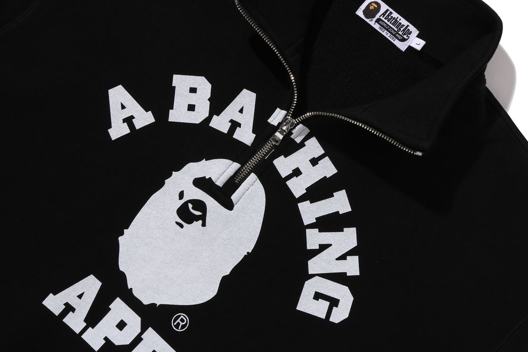COLLEGE HALF ZIP RELAXED FIT CREWNECK SWEATSHIRT | bape.com