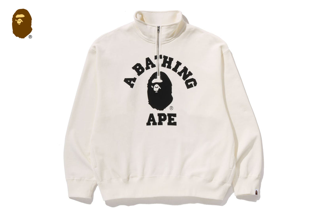 COLLEGE HALF ZIP RELAXED FIT CREWNECK SWEATSHIRT | bape.com