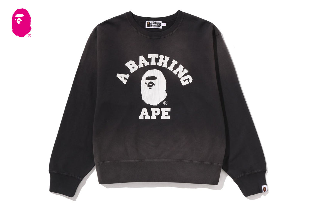 VINTAGE WASHED COLLEGE CREWNECK SWEATSHIRT | bape.com