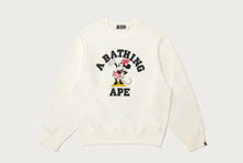 【 BAPE X DISNEY 】MINNIE MOUSE COLLEGE CREWNECK SWEATSHIRT