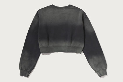 GARMENT DYE ONE POINT CROPPED CREWNECK SWEATSHIRT