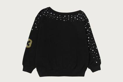 MULTI LOGO STUD DROP SHOULDER SWEATSHIRT