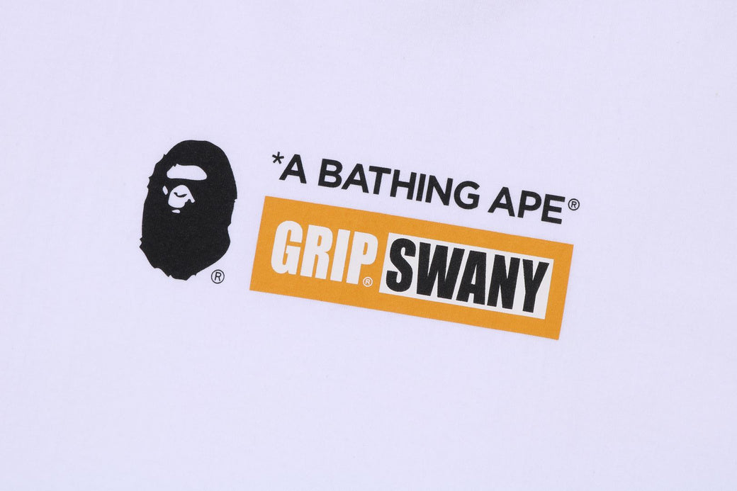 L 即発送 限定 A BATHING APE GRIP SWANY TEE 黒左袖にピスネームを