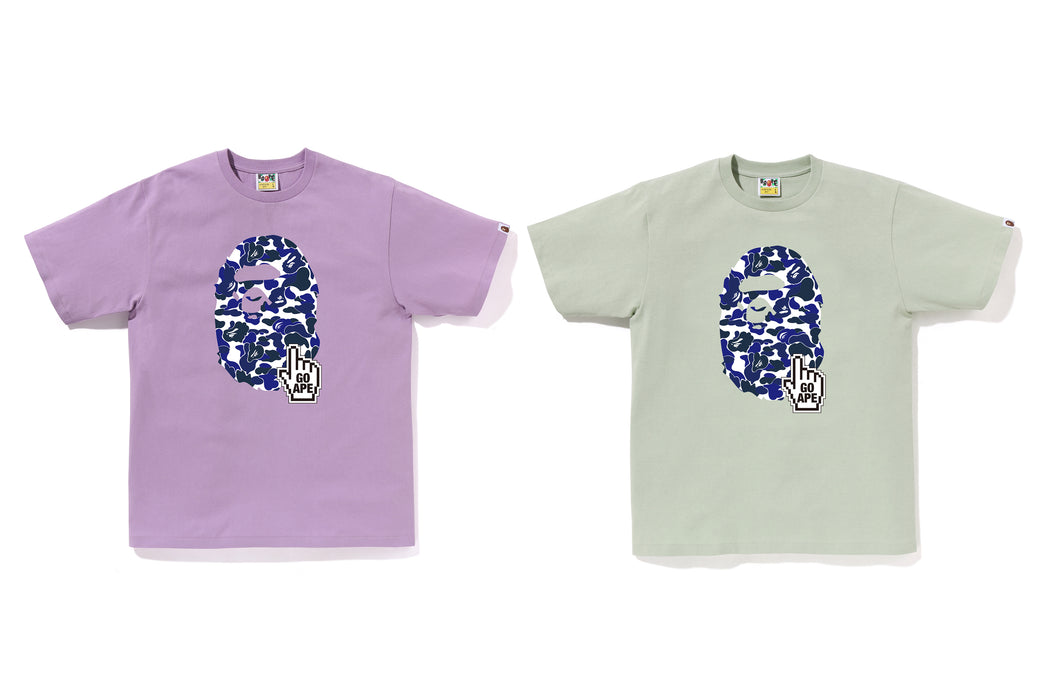 Blue and purple bape shirt hotsell