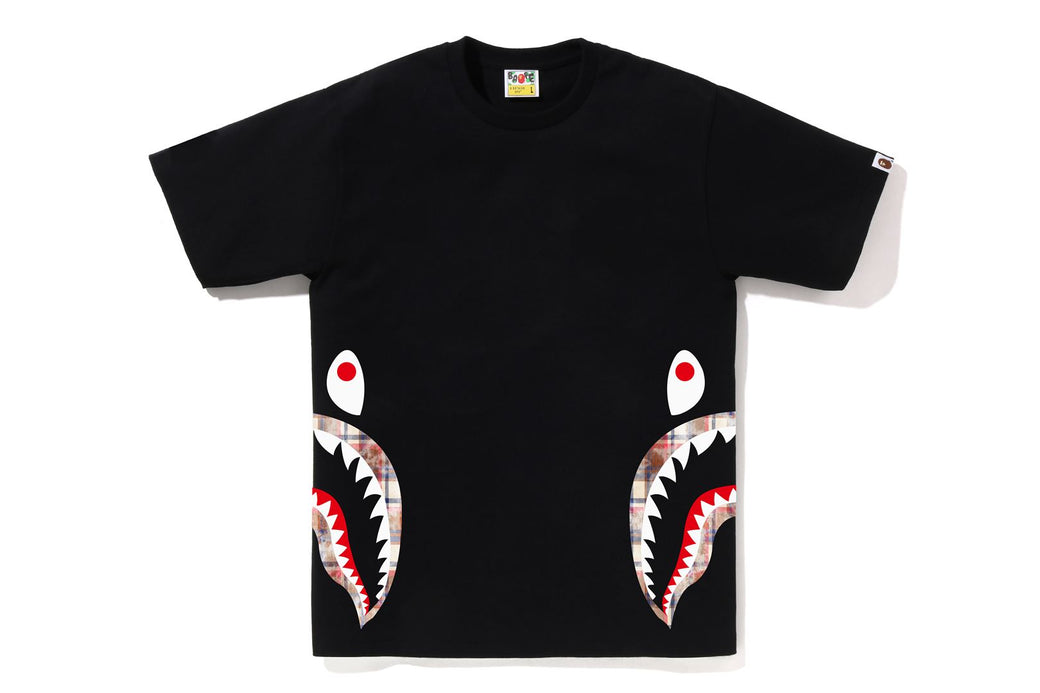 BLEACHED BAPE CHECK SIDE SHARK TEE