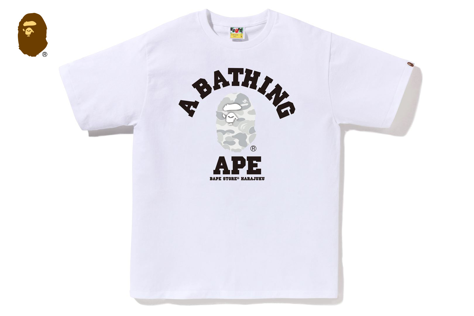 人気 ☆BAPE☆ COLLEGE T-SHIRT WHITE BAPE MENS US COLLEGE MULTI CAM STA T-SHIRT – us.bape.com