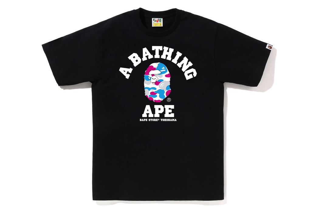 BAPE STORE YOKOHAMA CAMO COLLEGE TEE | bape.com