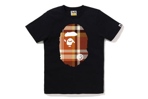 Bape Ape outlets Head Black Brown Plaid Tee Size XL