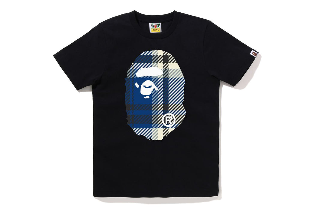 Bape Ape outlets Head Black Brown Plaid Tee Size XL