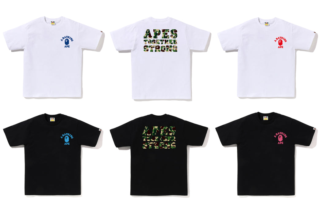 Buy BAPE Honeycomb Camo College ATS Tee 'White/Blue' - 1J30
