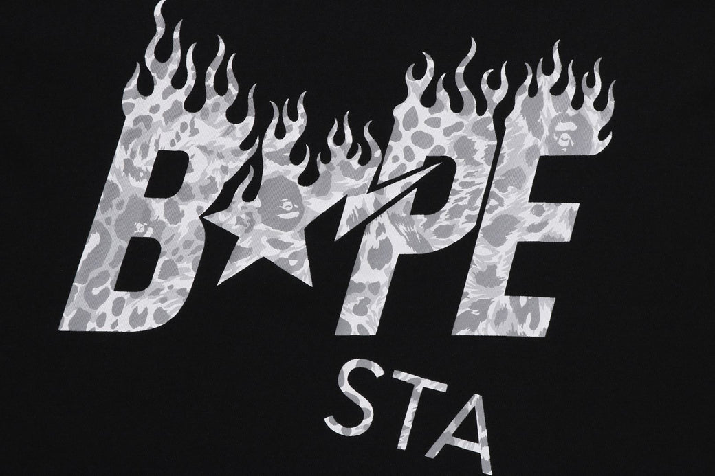 WILD LEOPARD PATTERN BAPE STA LOGO RELAXED FIT TEE | bape.com