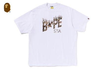 WILD LEOPARD PATTERN BAPE STA LOGO RELAXED FIT TEE