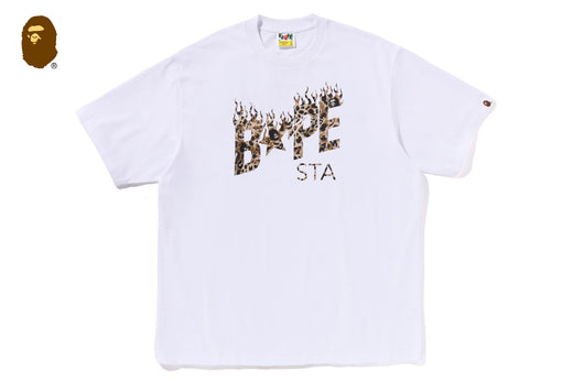 WILD LEOPARD PATTERN BAPE STA LOGO RELAXED FIT TEE