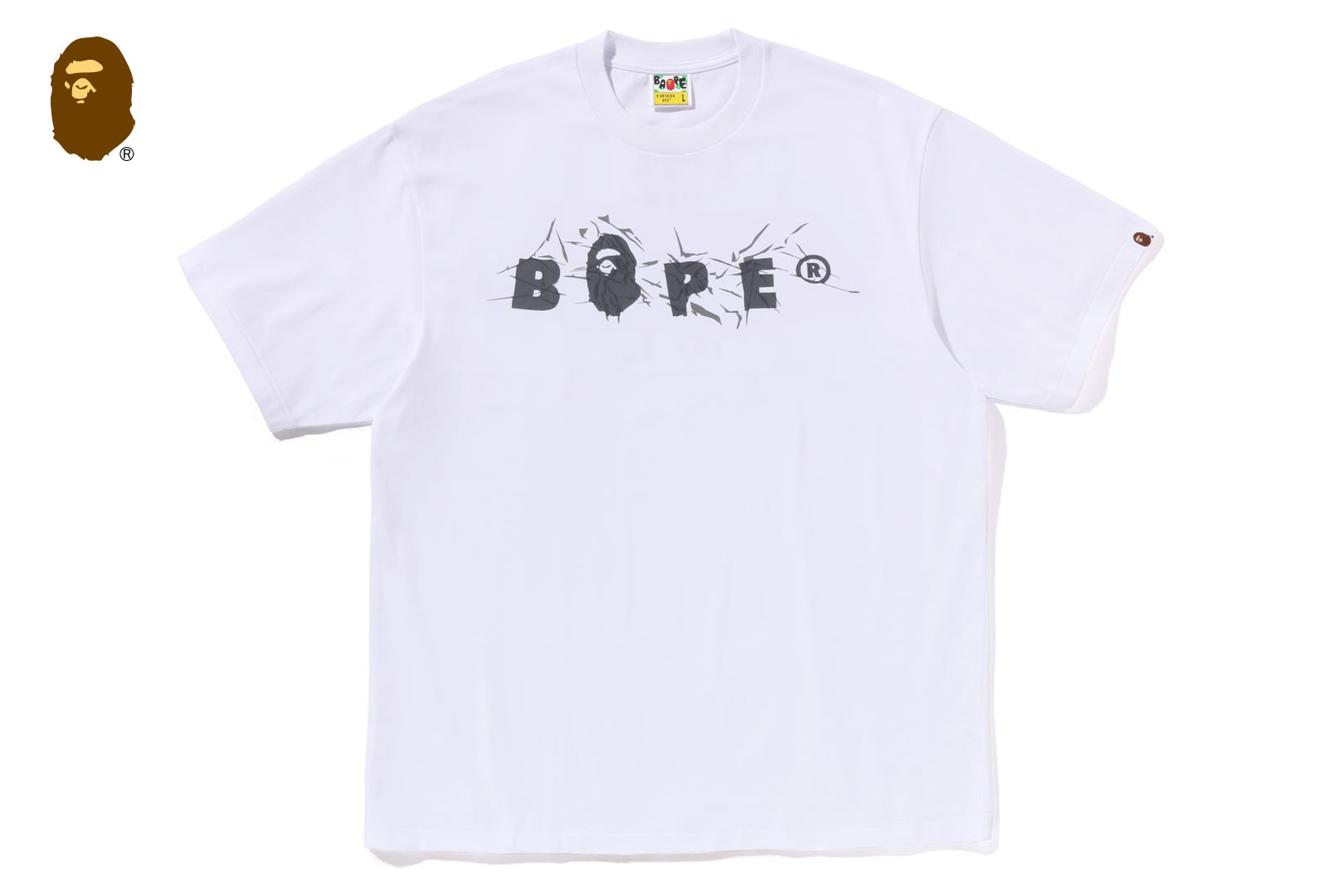 NEW【A BATHING APE】WRINKLE BAPE LOGO RELAXED FIT TEE A BATHING APE® Wrinkle BAPE Logo Relaxed Fit Tee | Bape