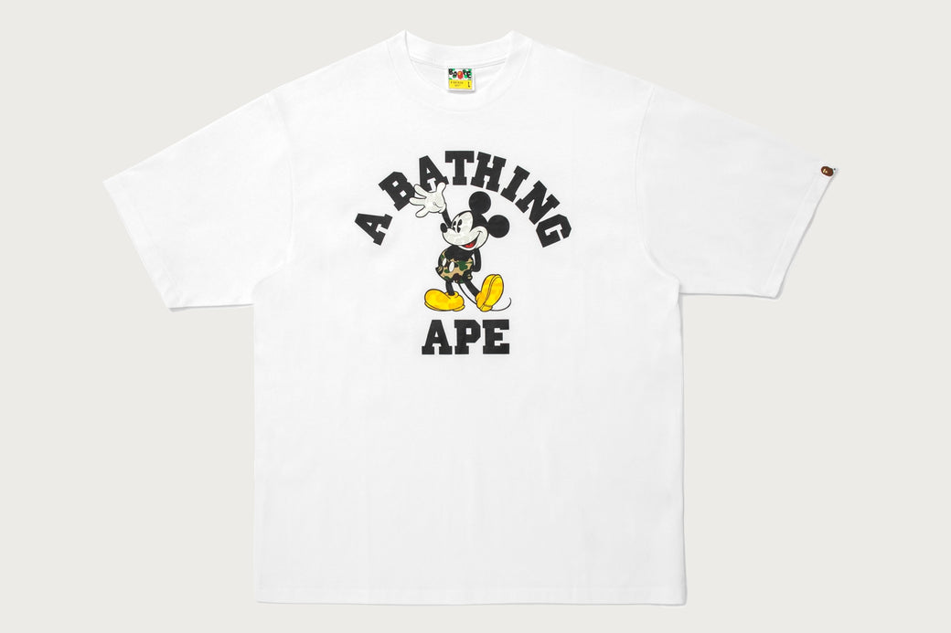 BAPE X DISNEY 】MICKEY MOUSE COLLEGE RELAXED FIT TEE | bape.com