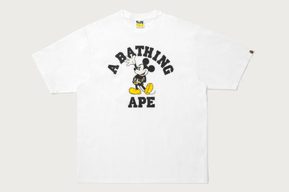 【 BAPE X DISNEY 】MICKEY MOUSE COLLEGE RELAXED FIT TEE