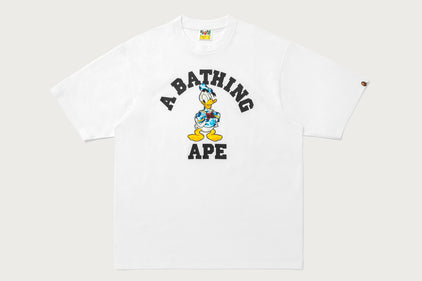 【 BAPE X DISNEY 】DONALD DUCK COLLEGE RELAXED FIT TEE