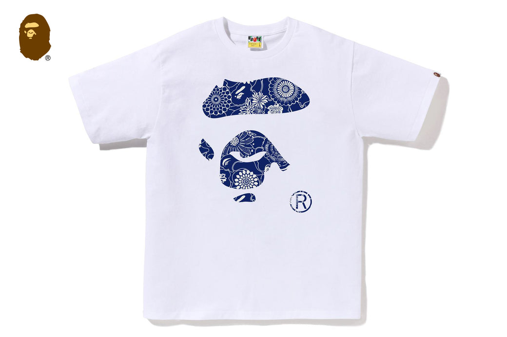 JAPANESE INDIGO ART CAMO APE FACE TEE | bape.com