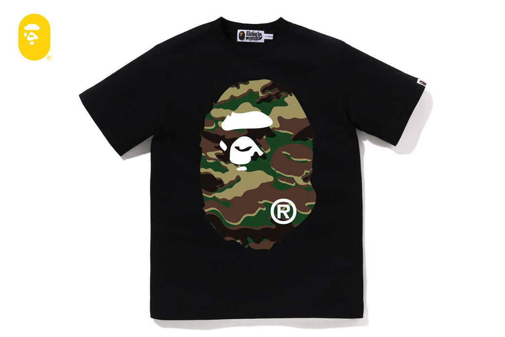 GLITCH WOODLAND CAMO BIG APE HEAD TEE | bape.com
