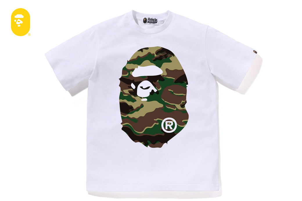 GLITCH WOODLAND CAMO BIG APE HEAD TEE | bape.com