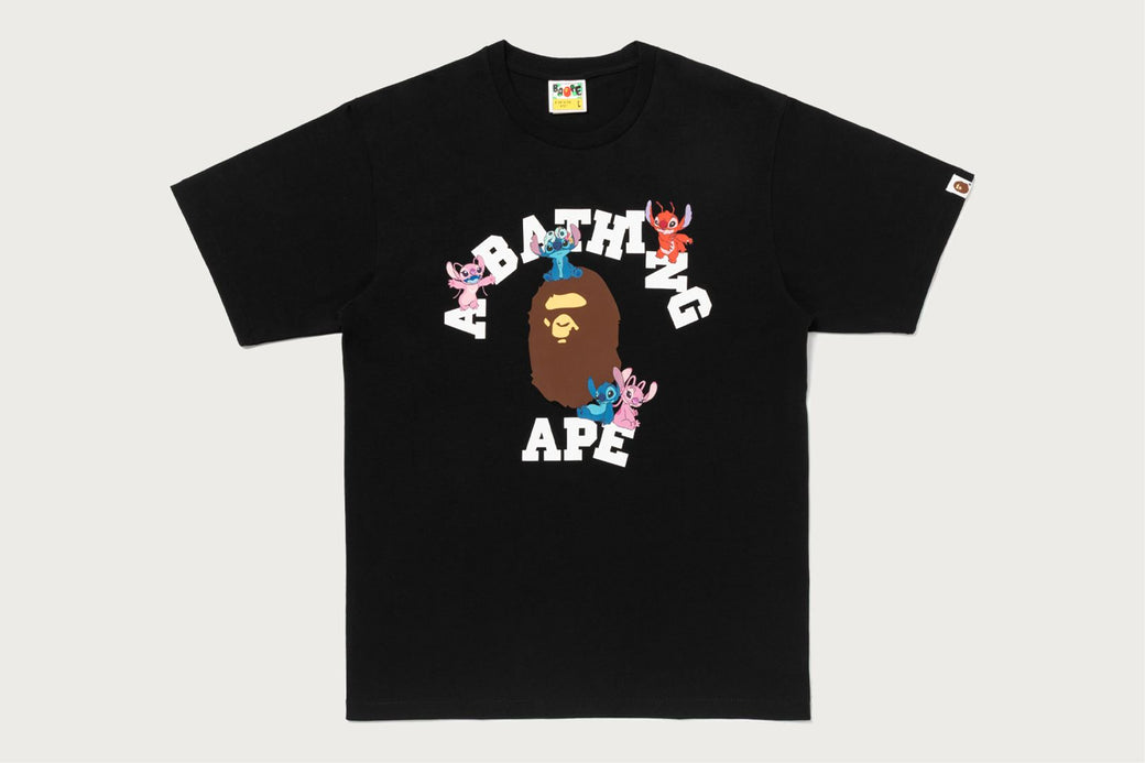 BAPE X DISNEY】 STITCH AND FRIENDS COLLEGE TEE | bape.com