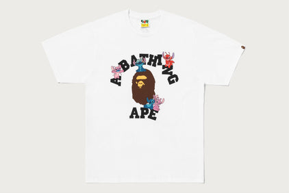 【BAPE X DISNEY】 STITCH AND FRIENDS COLLEGE TEE