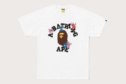 【BAPE X DISNEY】 STITCH AND FRIENDS COLLEGE TEE