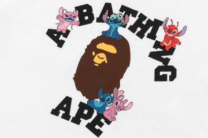 【BAPE X DISNEY】 STITCH AND FRIENDS COLLEGE TEE