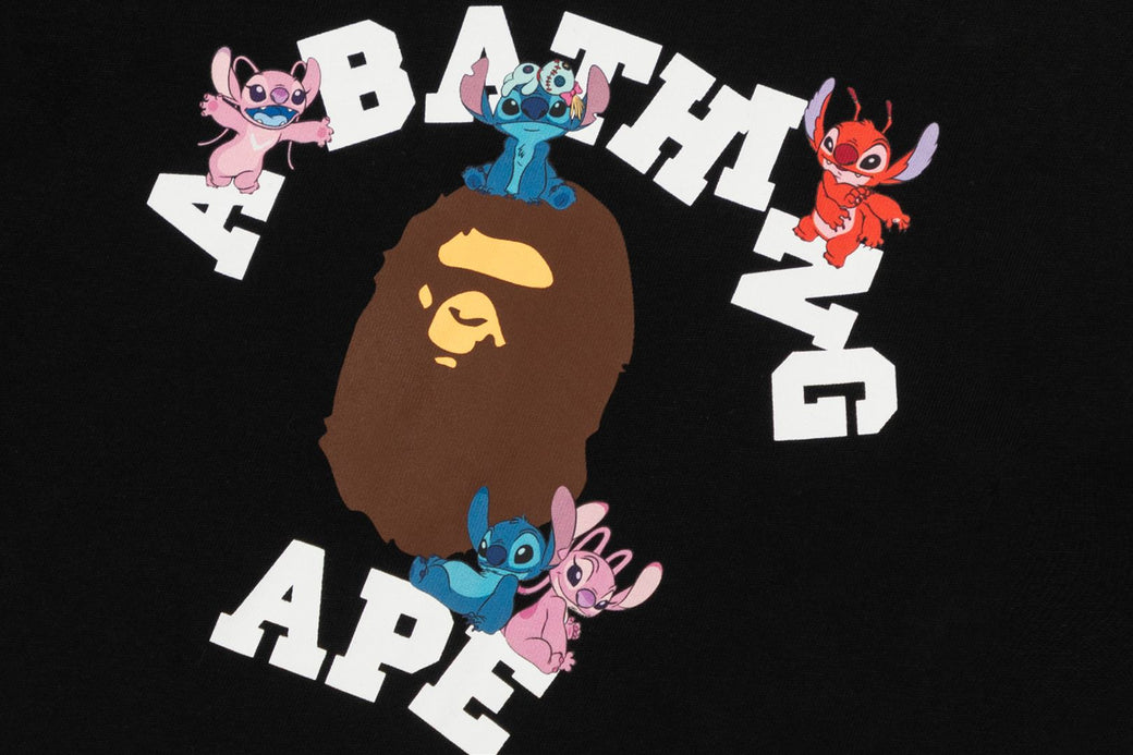 BAPE X DISNEY】 STITCH AND FRIENDS COLLEGE TEE | bape.com