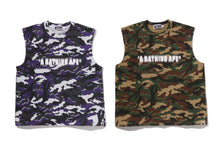 GLITCH WOODLAND CAMO HEAVY WASH BATHING APE CROPPED FIT TANK TOP
