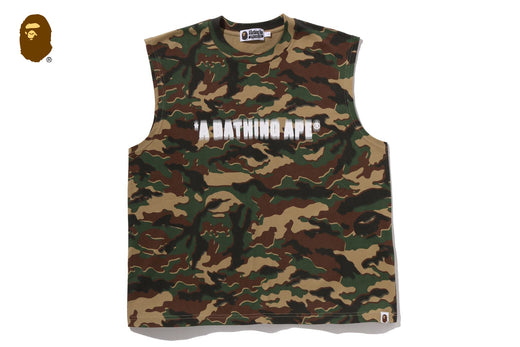 GLITCH WOODLAND CAMO HEAVY WASH BATHING APE CROPPED FIT TANK TOP