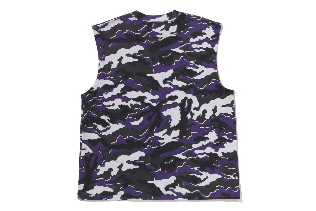 GLITCH WOODLAND CAMO HEAVY WASH BATHING APE CROPPED FIT TANK TOP