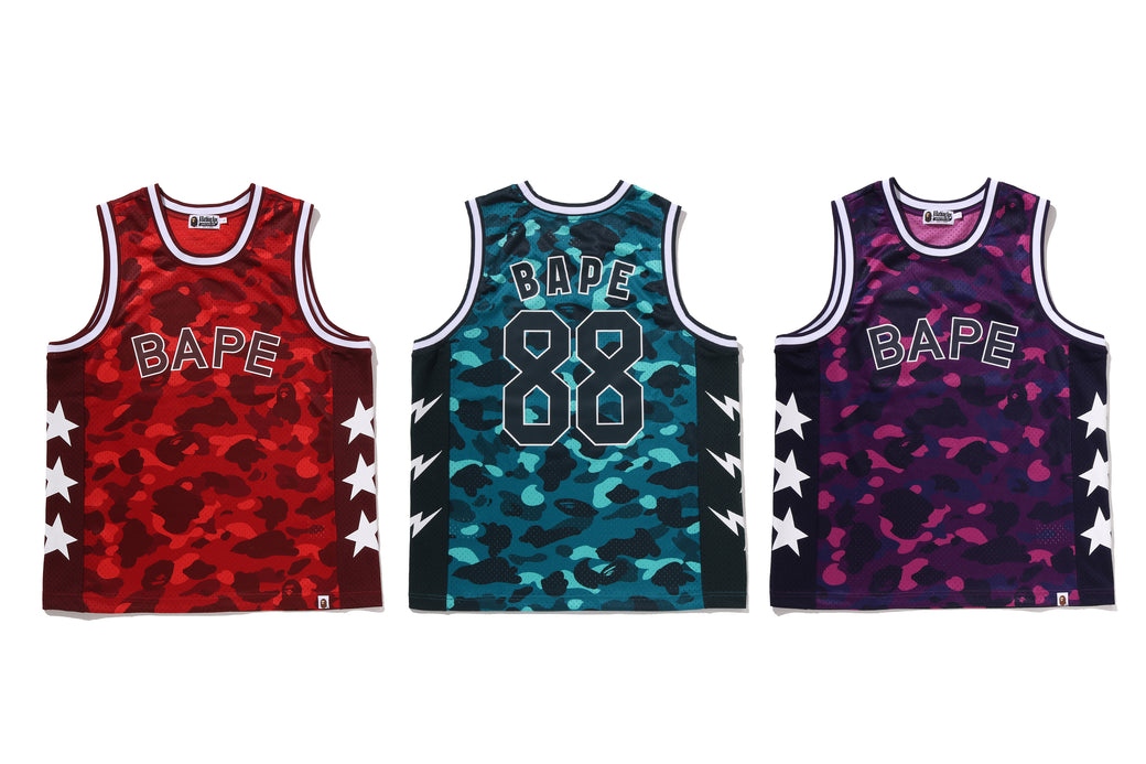 BAPE タンクトップ COLOR CAMO MESH MULTI LOGO RELAXED FIT TANK TOP | bape.com