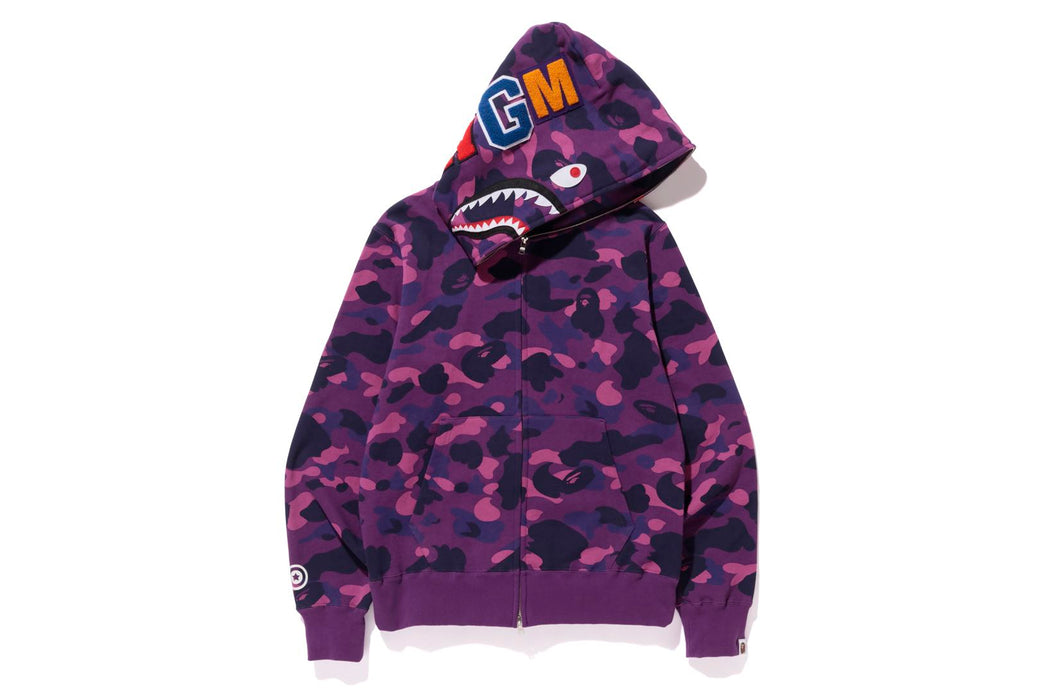 Color camo shark full zip hoodie on sale