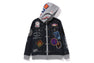 SHARK BAPE EMBLEM DENIM JACKET PRINT ZIP HOODIE