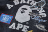 SHARK BAPE EMBLEM DENIM JACKET PRINT ZIP HOODIE