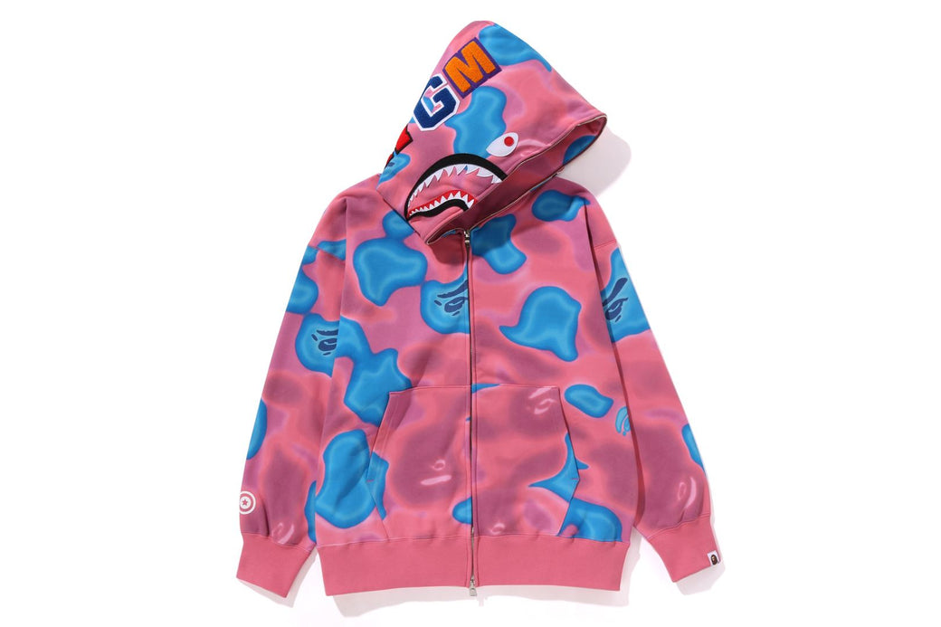 LIQUID CAMO SHARK RELAXED FIT FULL ZIP HOODIE bape