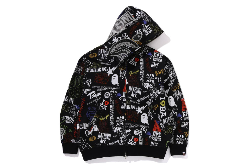 HAND DRAW PATTERN SHARK ZIP HOODIE bape