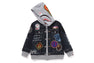 SHARK BAPE EMBLEM DENIM JACKET PRINT ZIP HOODIE