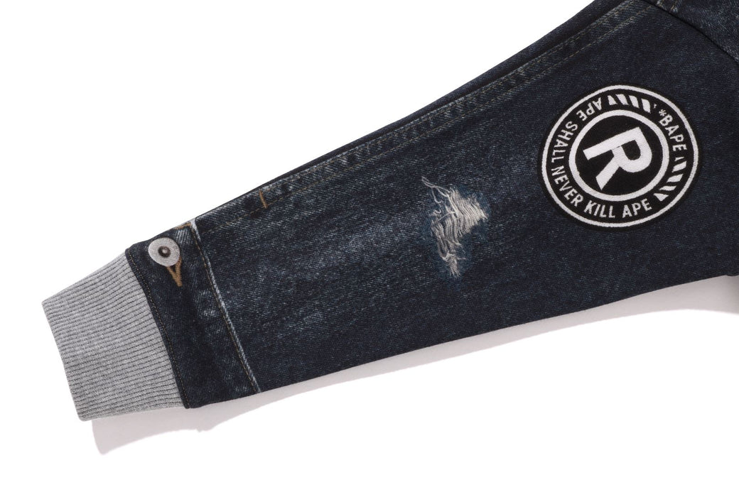 A BATHING APE｜SHARK BAPE EMBLEM DENIM JACKET PRINT ZIP