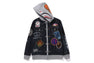 SHARK BAPE EMBLEM DENIM JACKET PRINT ZIP HOODIE