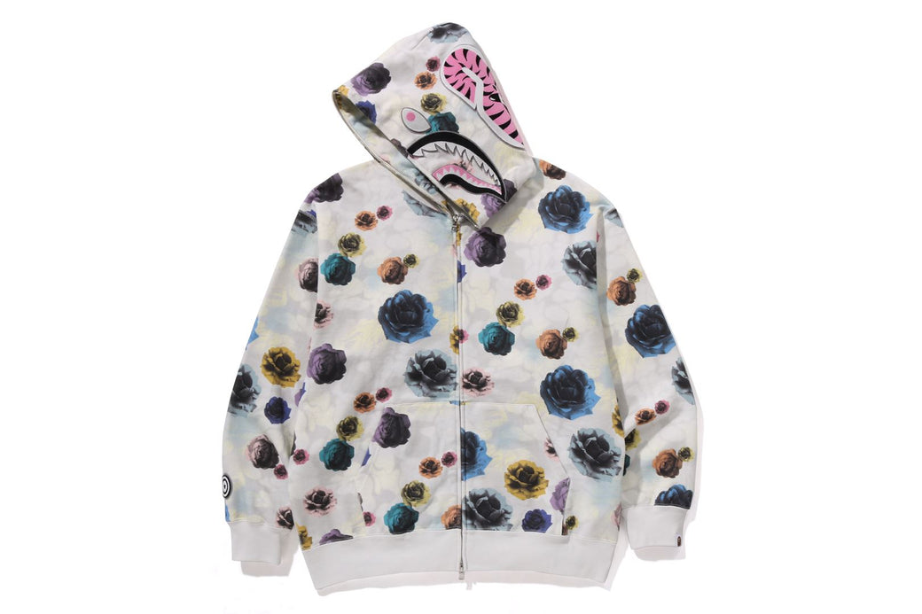 FLORAL CAMO SHARK RELAXED FIT FULL ZIP HOODIE | bape.com